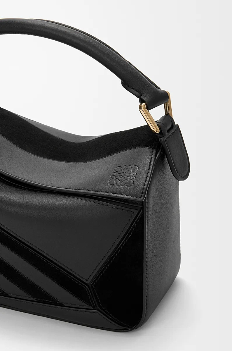 Loewe Womens Black Puzzle Stripes Small Leather Top-handle Bag In Black