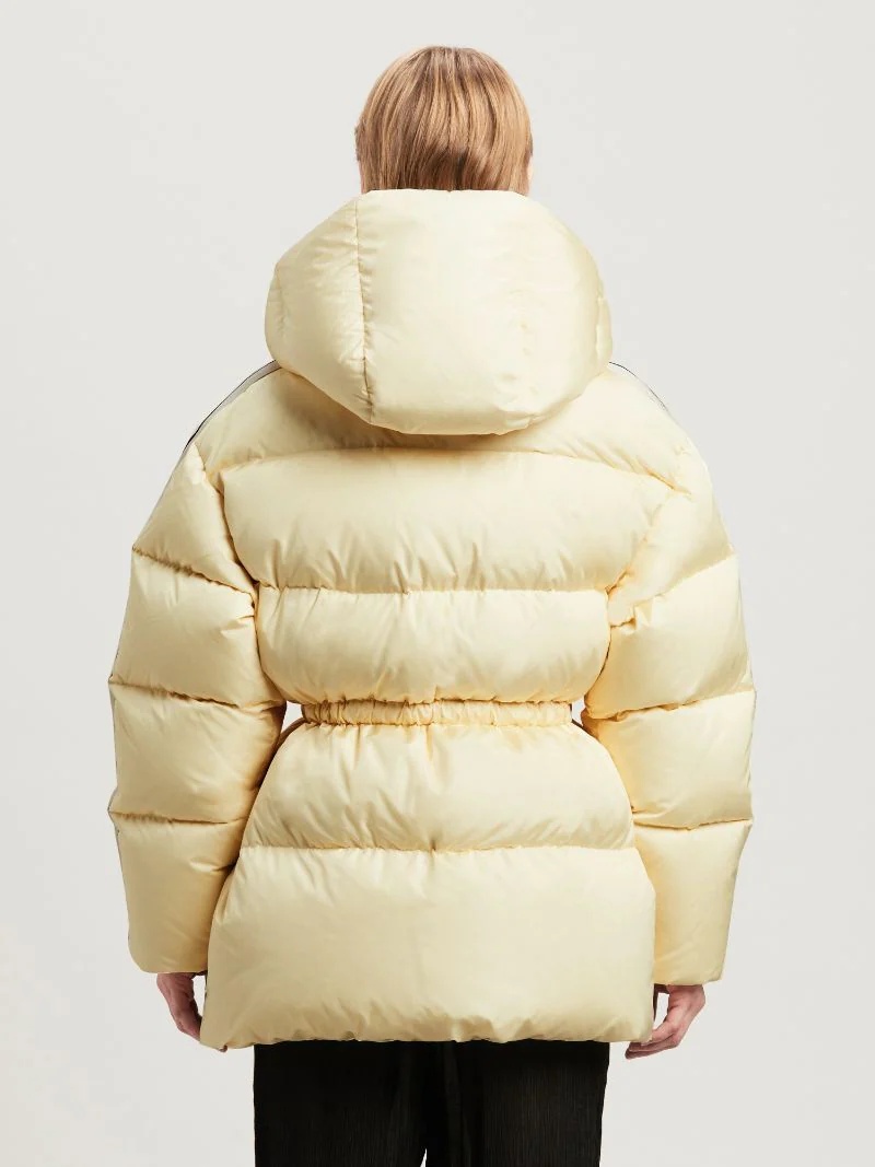Palm Angels Belted Down Jacket In Nude