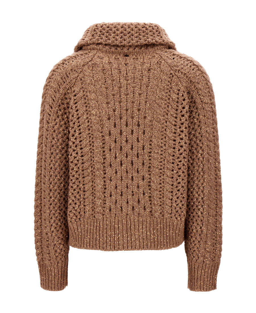 Brunello Cucinelli Embellished Cashmere Blend Cardigan In Brown