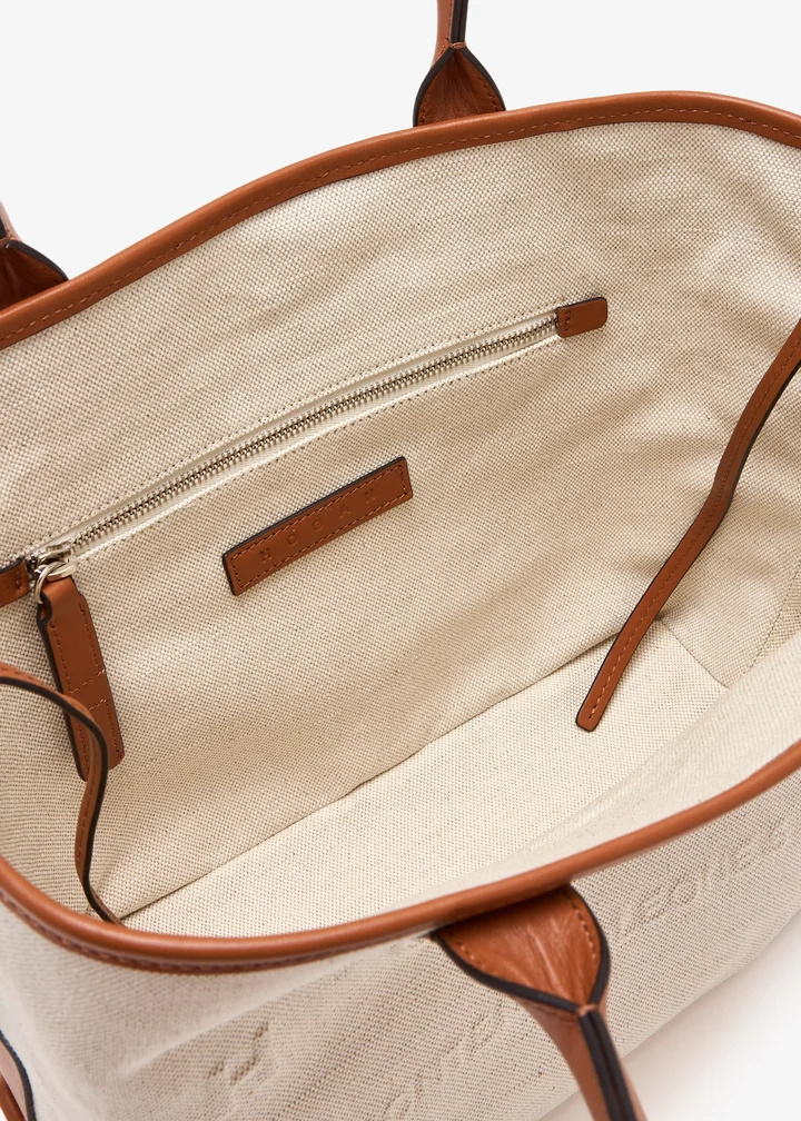 Hogan Embossed-logo Canvas Tote Bag In Neutral