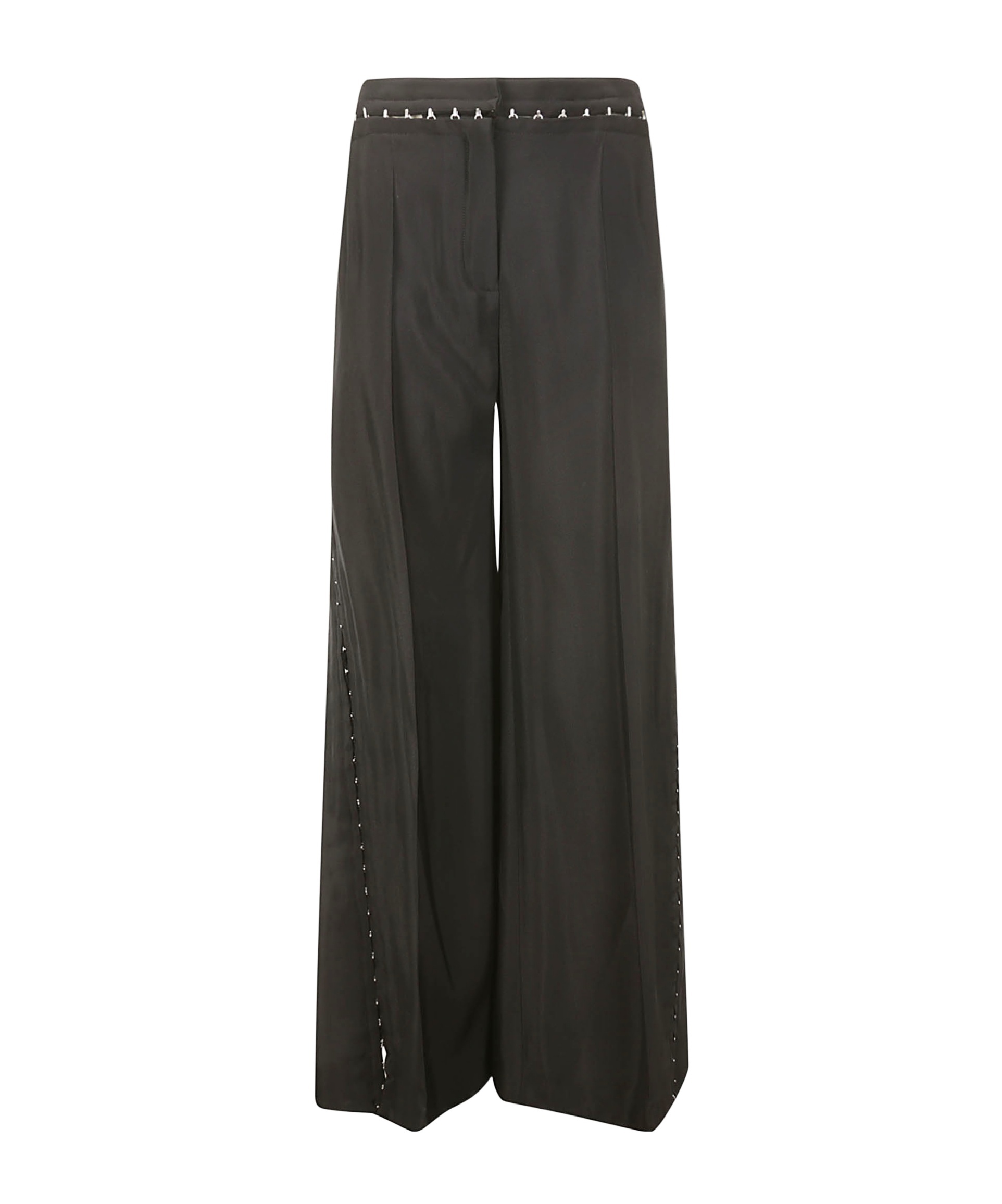 Mugler Hook Eye Wide-leg Trousers In Black