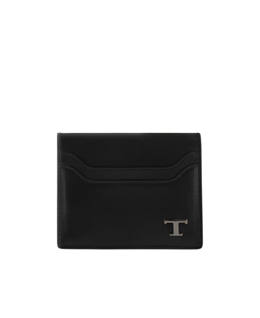 Tod's Logo-plaque Leather Cardholder In Black