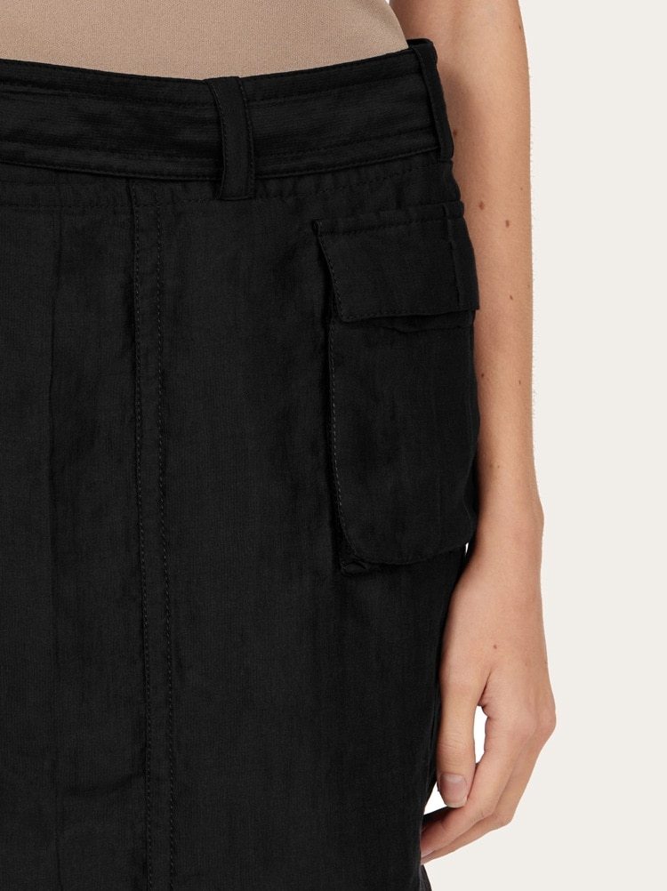 Ferragamo Wrap Midi Skirt In Black