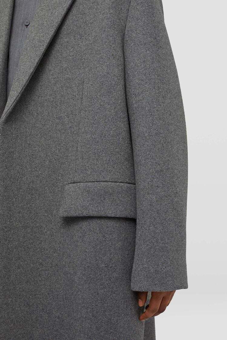 Jil Sander Mens Single-breasted Two-flap-pockets Relaxed-fit Wool Coat Pebble In Black