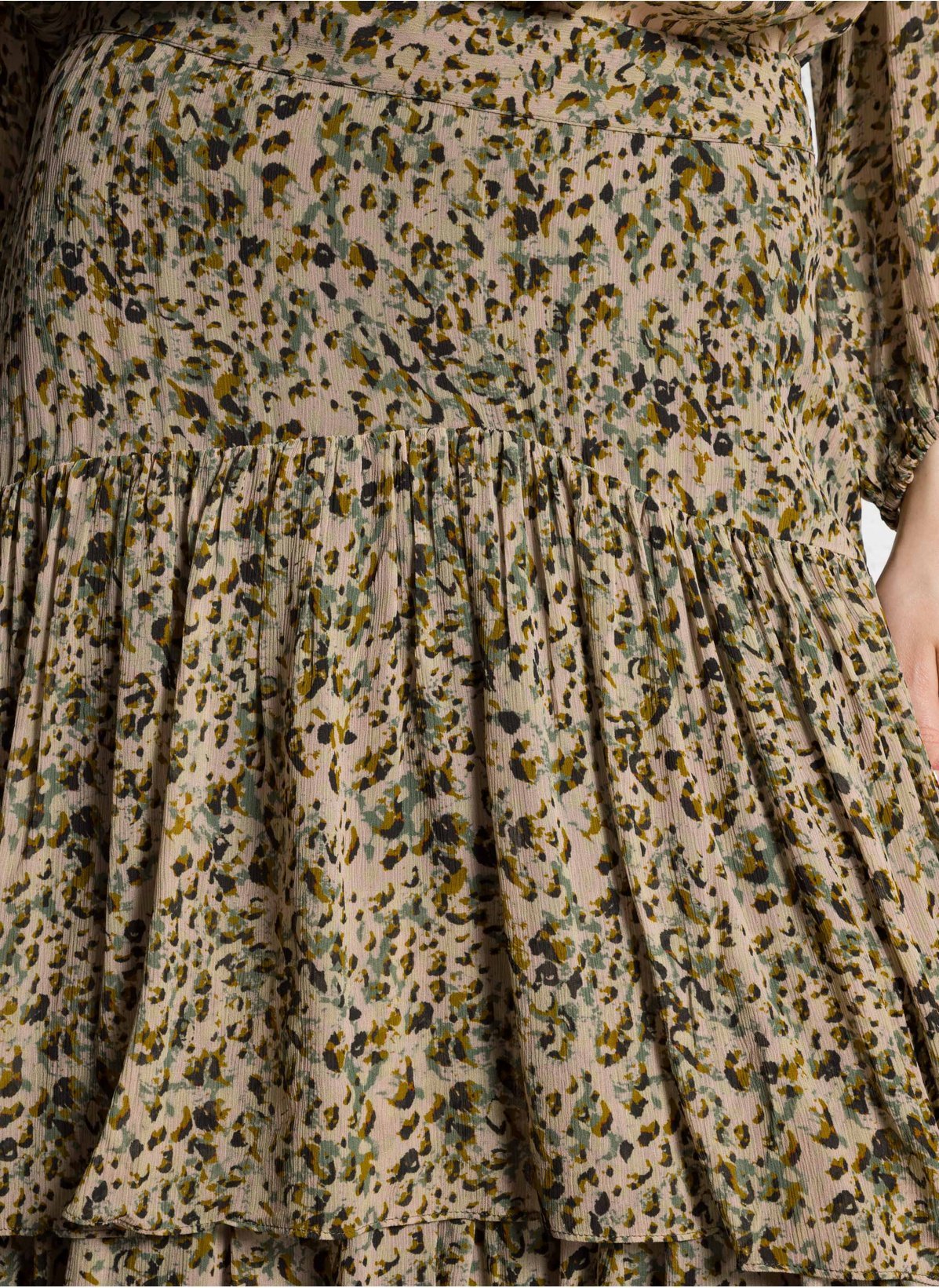 BASH MIDI PRINTED RUFFLED SKIRT