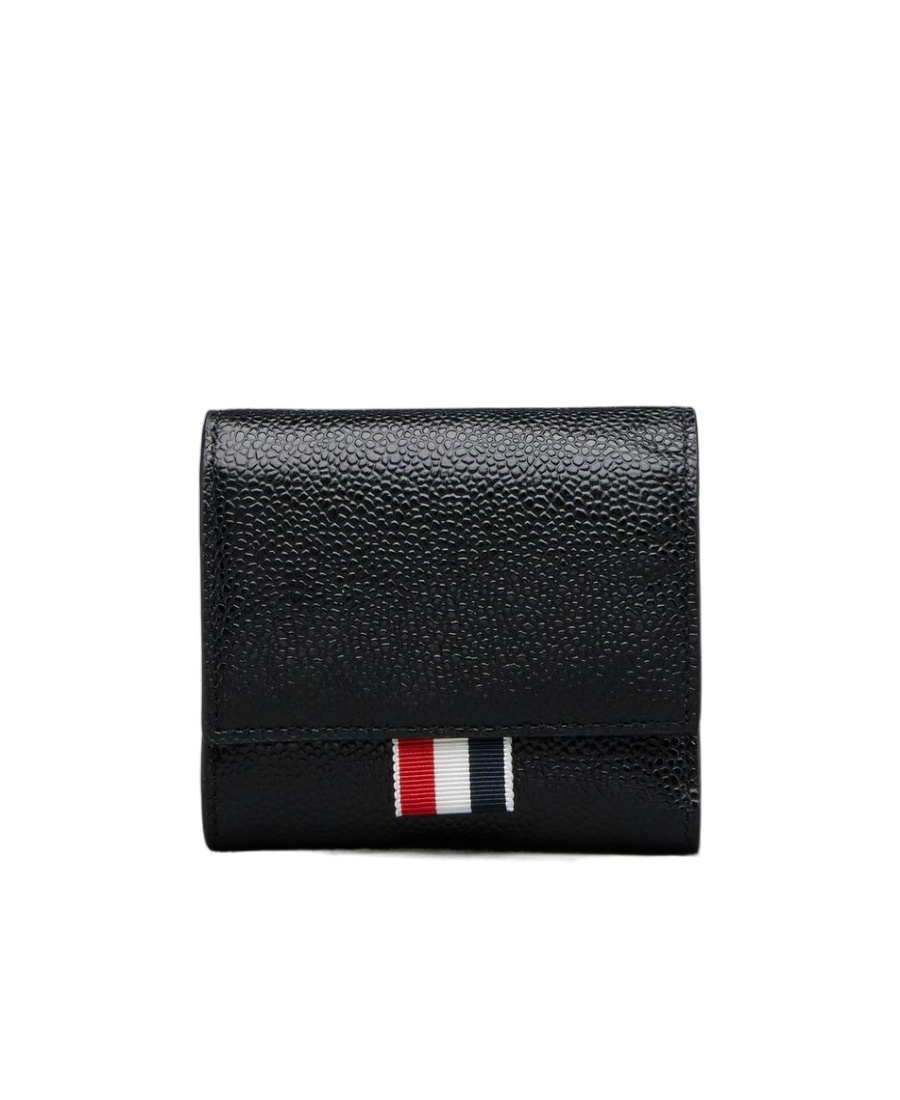Thom Browne Rwb Stripe Folded Wallet In Black