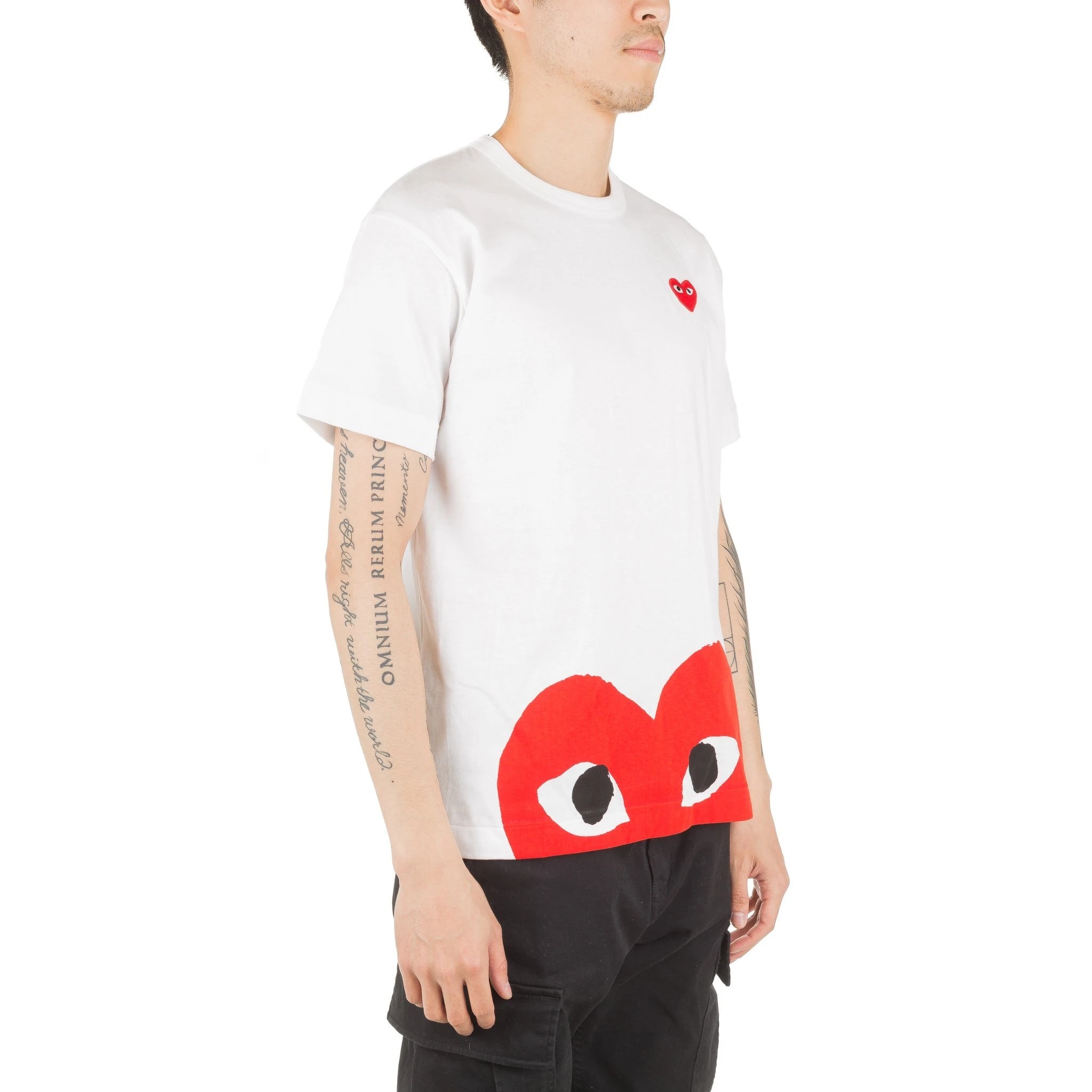 Comme Des Garçons Play Comme Des Garcons Play Heart Printed Crewneck T In White