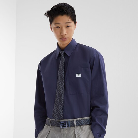 Fendi Ff Reversible Belt In Gray