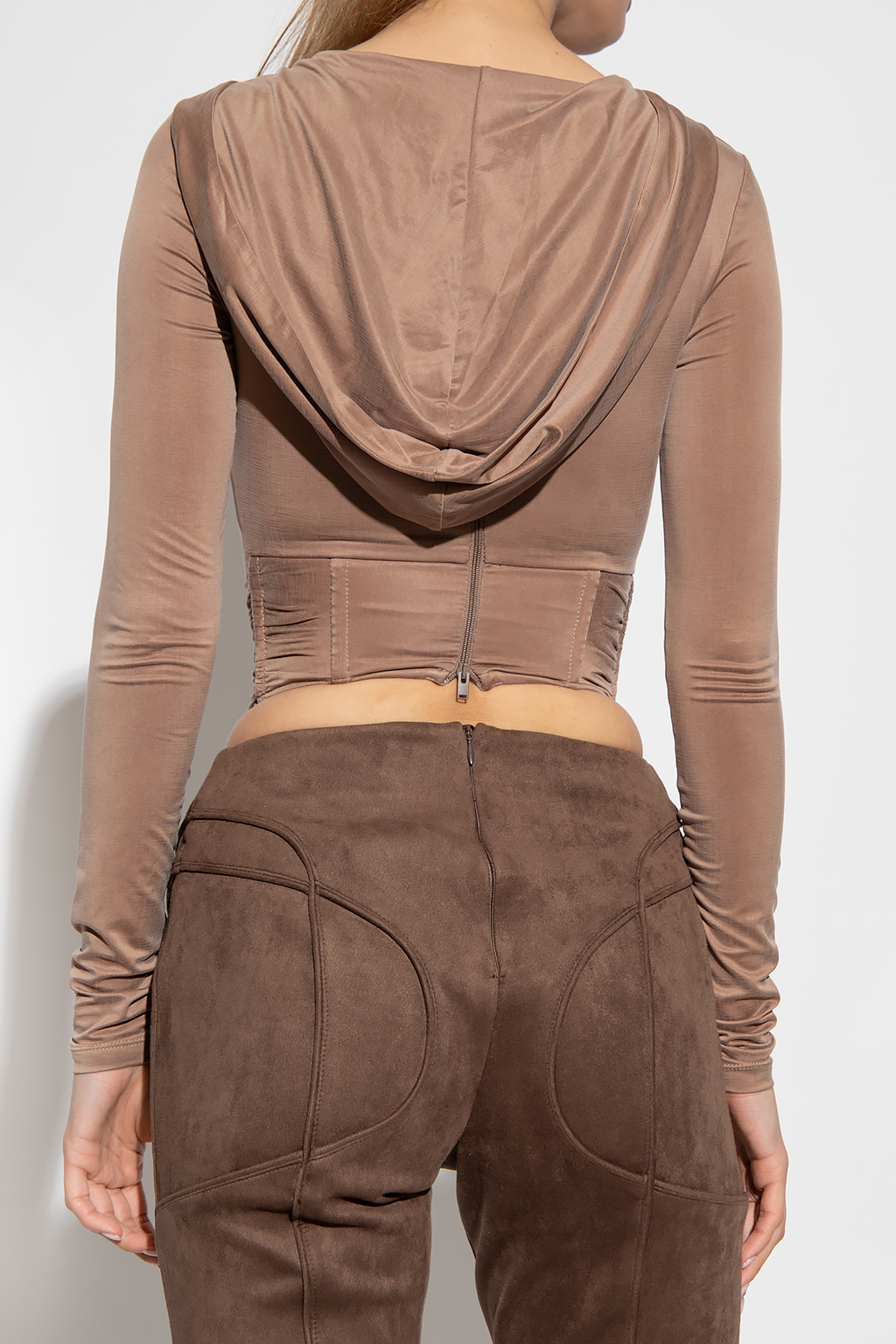 Misbhv Taupe Corset Hoodie In White