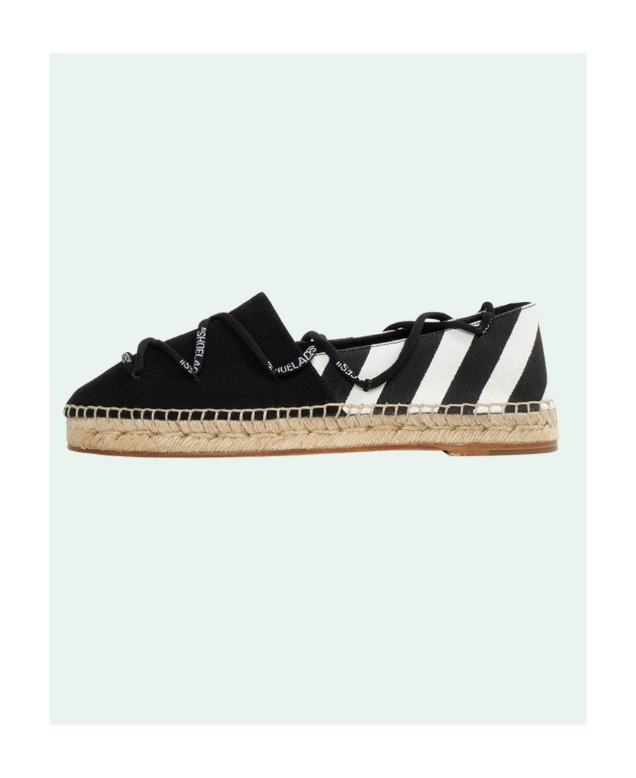 Shop Off-white Diagonal Stripe Tie Espadrilles In Black