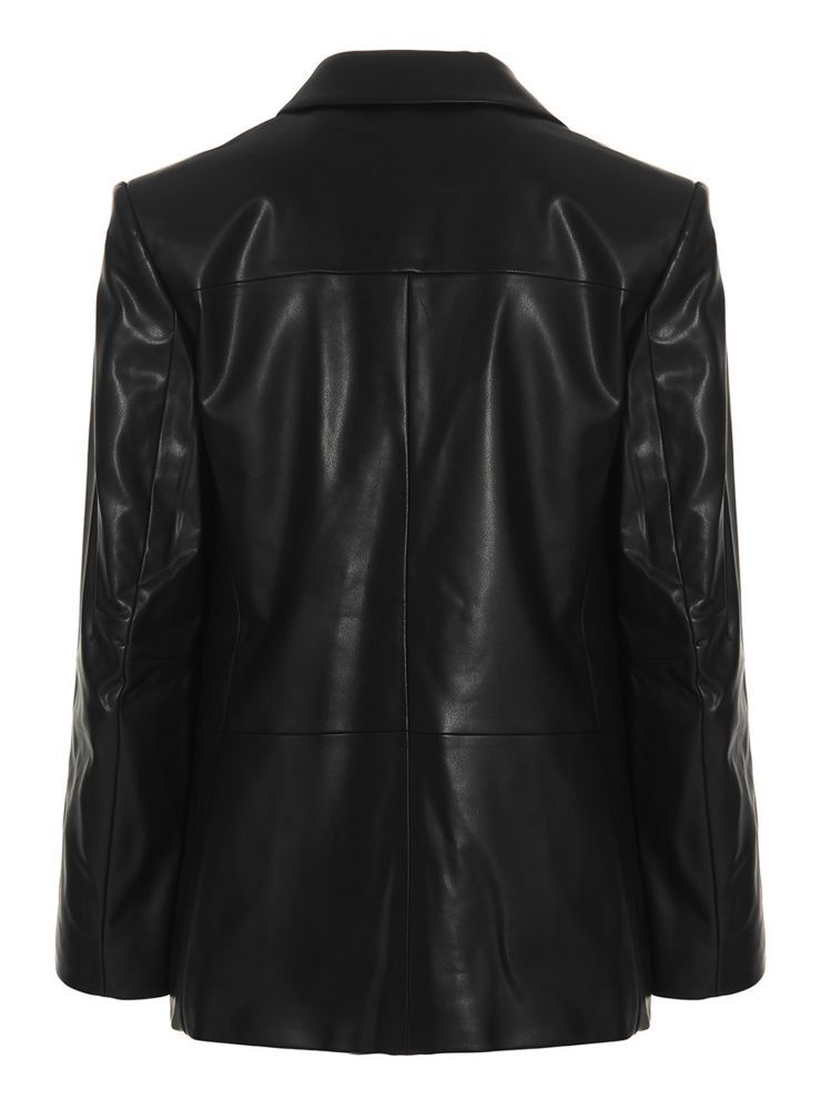 Misbhv Button-front Faux-leather Jacket In Black