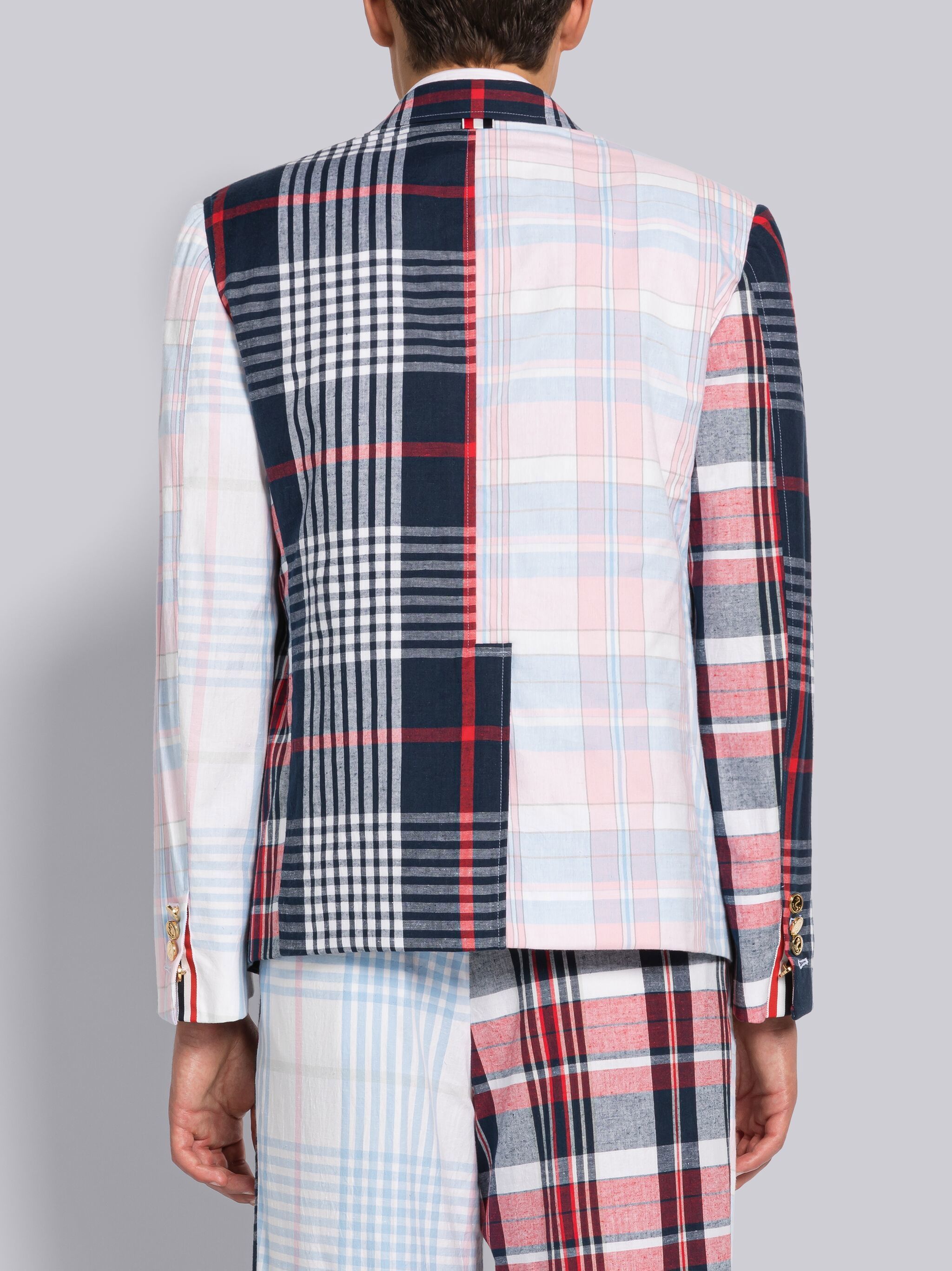 THOM BROWNE PATCHWORK PLAID-PRINT BLAZER