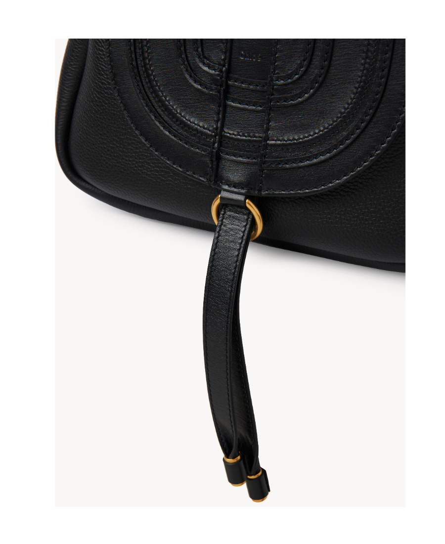 Shop Chloé Marcie Leather Shoulder Bag In Black