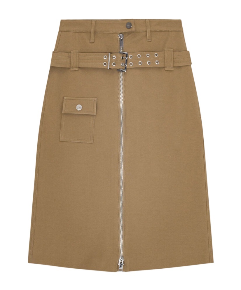 Ganni Camel-colored Cotton Utilitarian Midi Skirt
