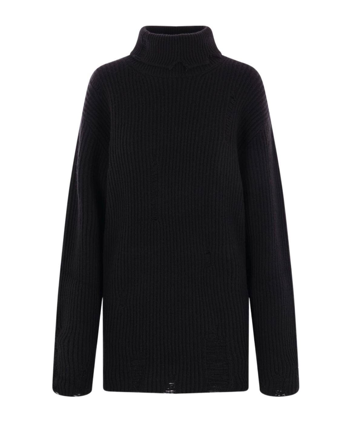 Ann Demeulemeester High-neck Long-sleeved Sweater In Black