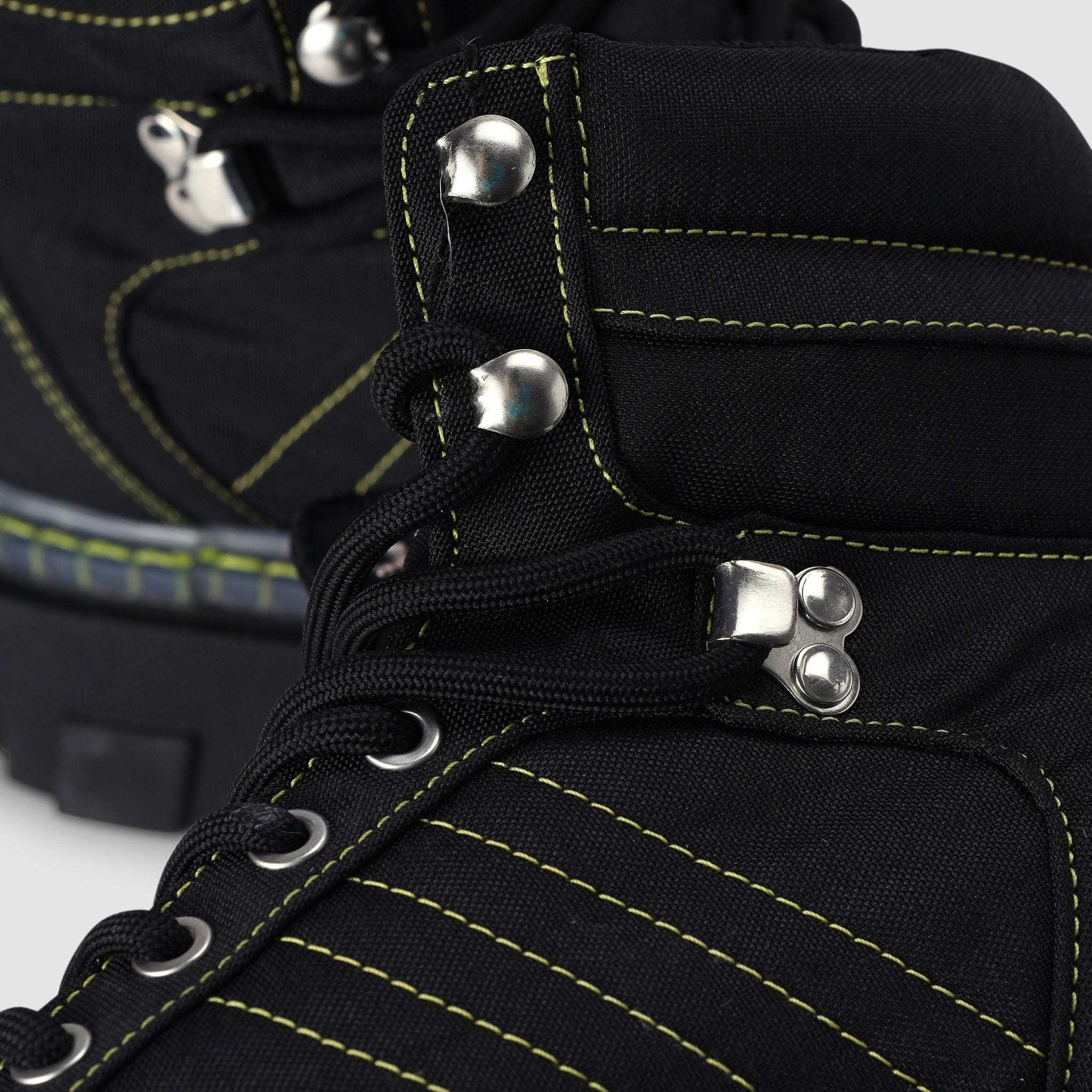 Ganni 50mm Recycled Fabric Hiking Boots In Black