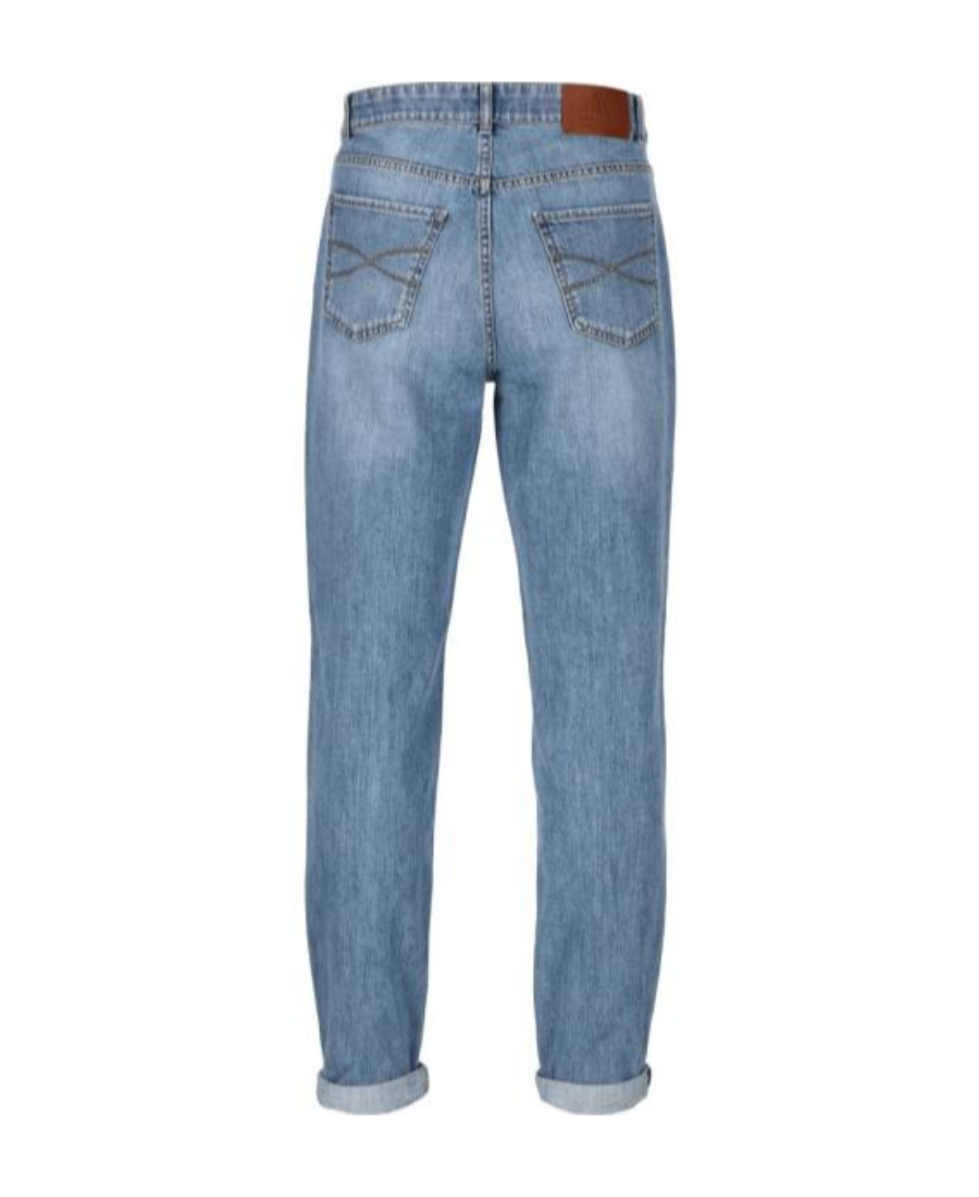 Brunello Cucinelli Logo Patch Traditional Fit Jeans In Blue