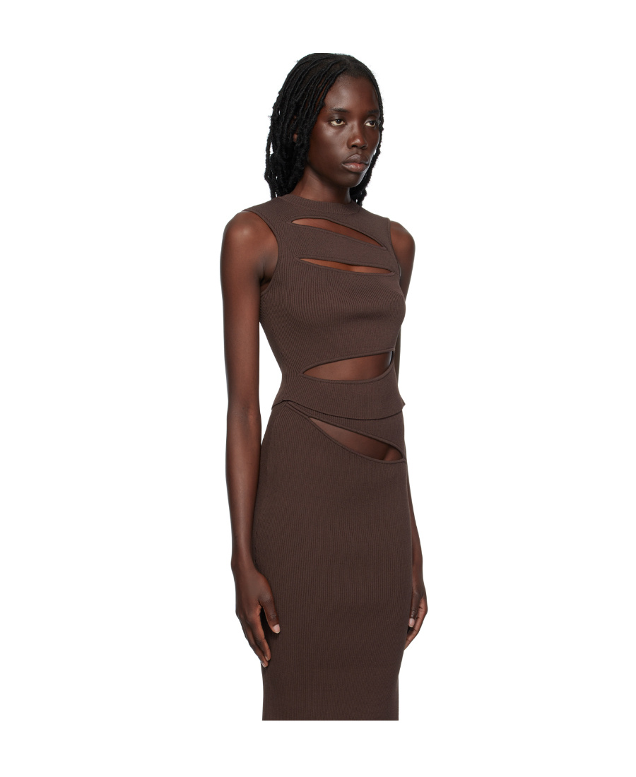 Christopher Esber Slashed Knit Top In Mahogany In Black
