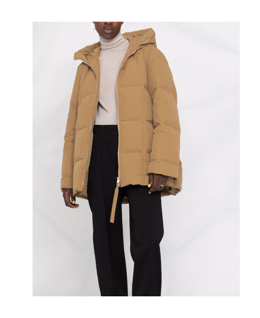 Jil Sander Oversize Hooded Down Jacket In Green