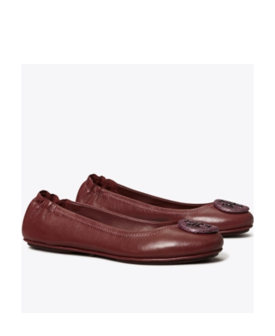 Tory Burch Minnie Travel Patent Leather Ballet Flats In Red