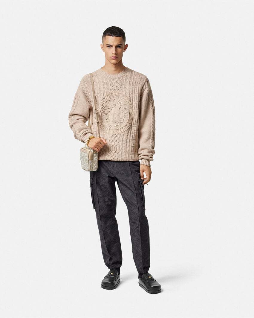 Versace Beige Medusa Sweater In Nude