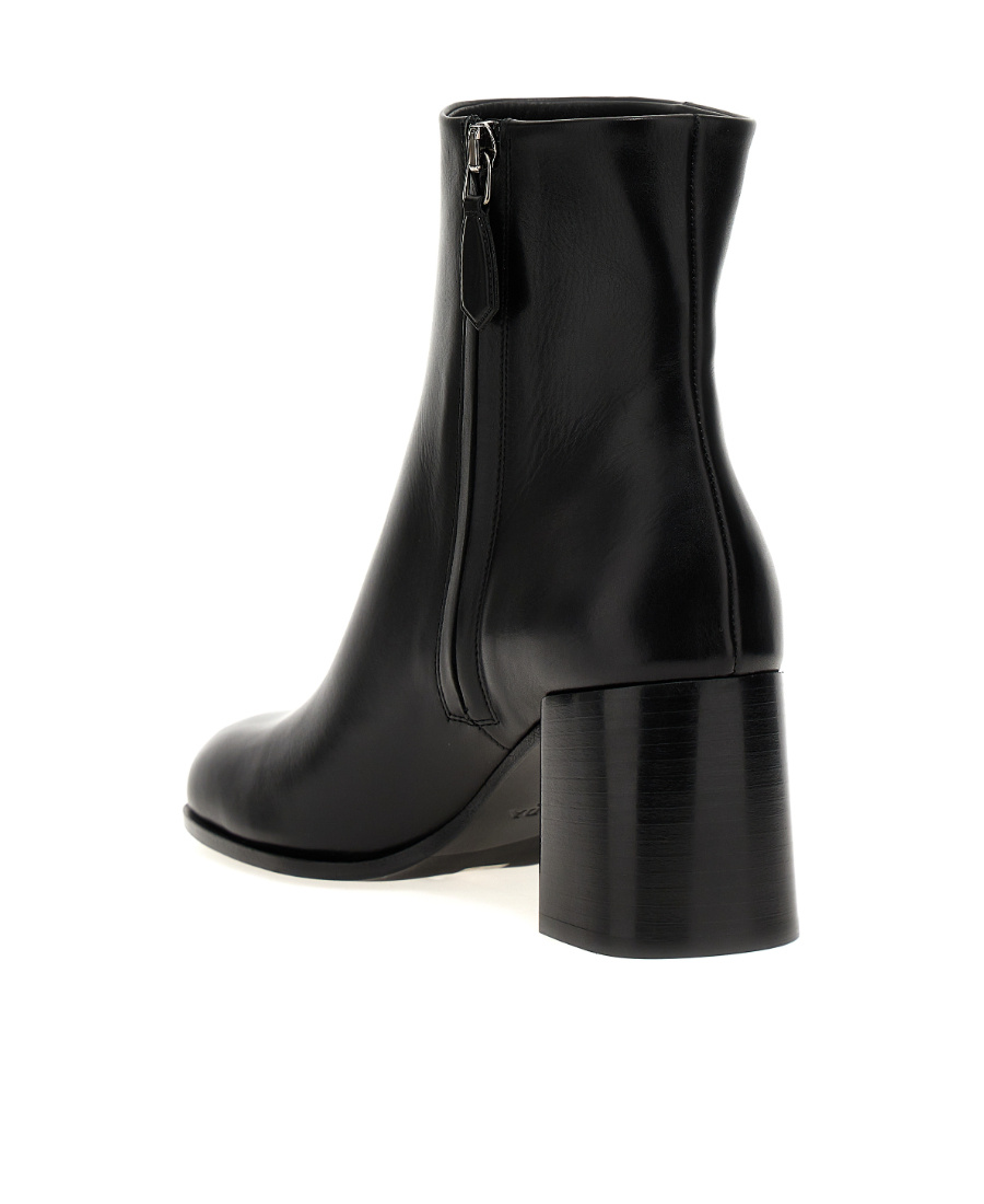 Prada Black Leather Booties For Women In Black