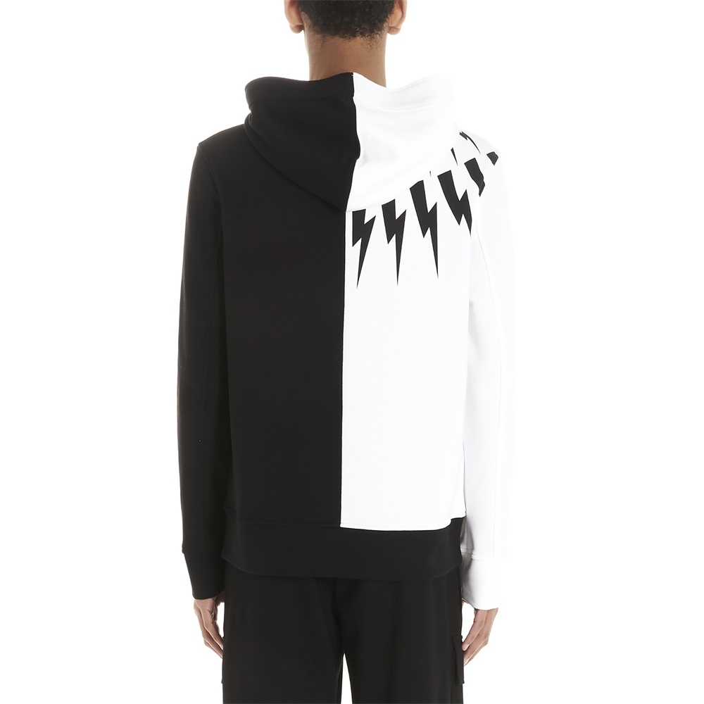 Neil Barrett Hooded Matching Color Sweater In Black