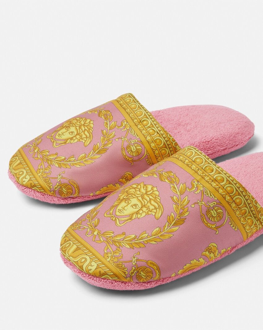 Versace Home Round Head Slippers In Pink