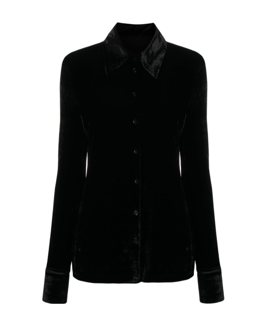 Jil Sander Capsule Velvet Jersey Shirt In Black