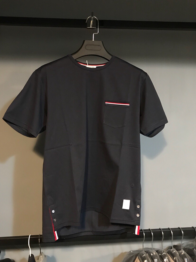 Thom Browne Jersey Cotton Short Sleeve Pocket Tee In Blue