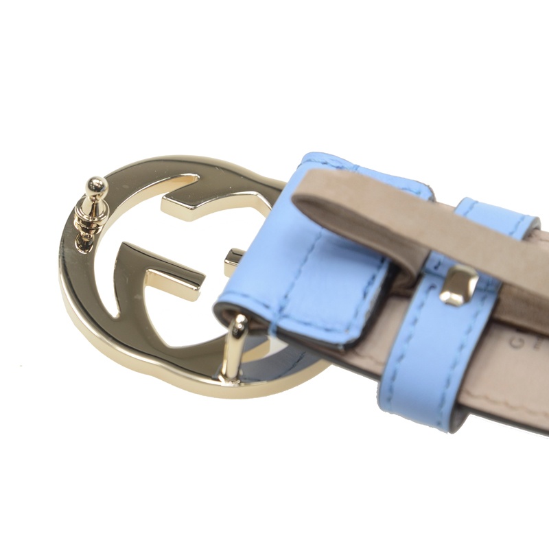 Gucci Mutual Buckle Double G Belt In Blue