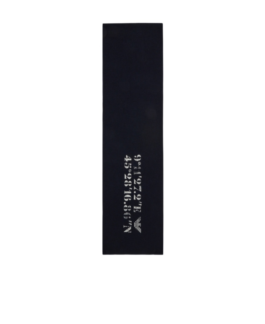 Emporio Armani Logo Wool Scarf In Black