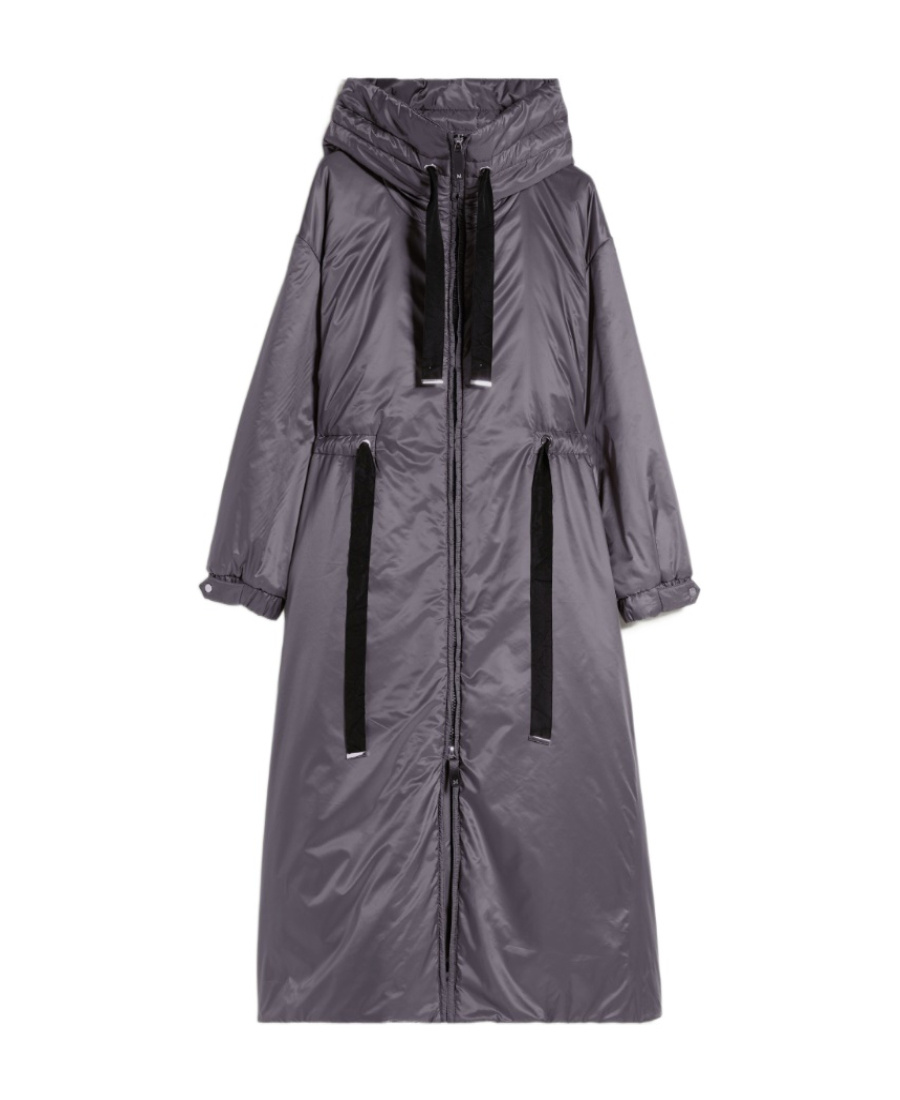 Max Mara Hooded Puffer Coat In Gray