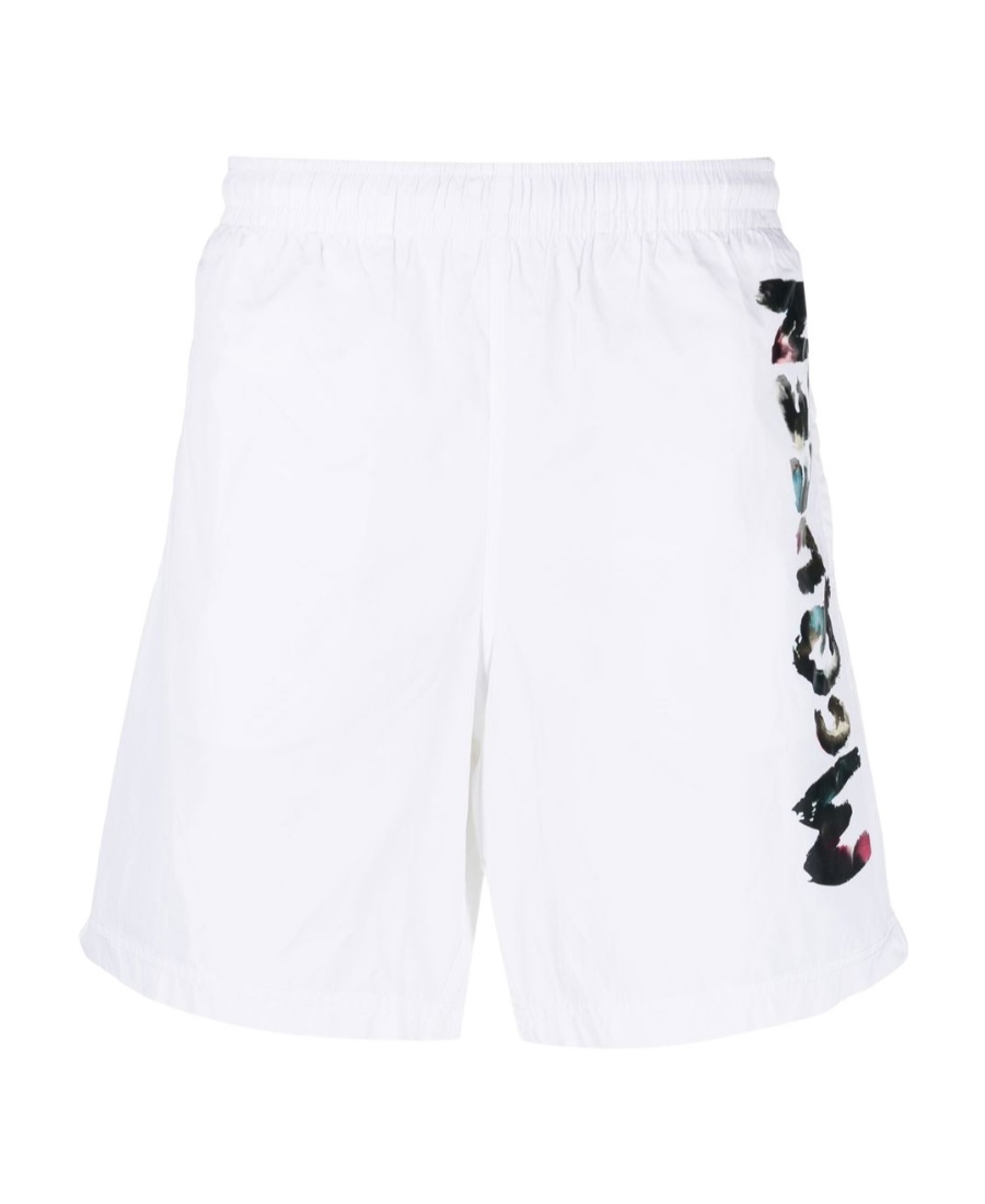 Alexander Mcqueen Logo-print Swim Shorts In White