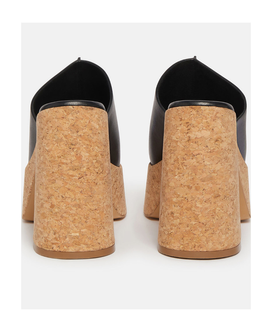 Stella Mccartney Eco-friendly Square Open Toe Cork Platform Heels In Nude