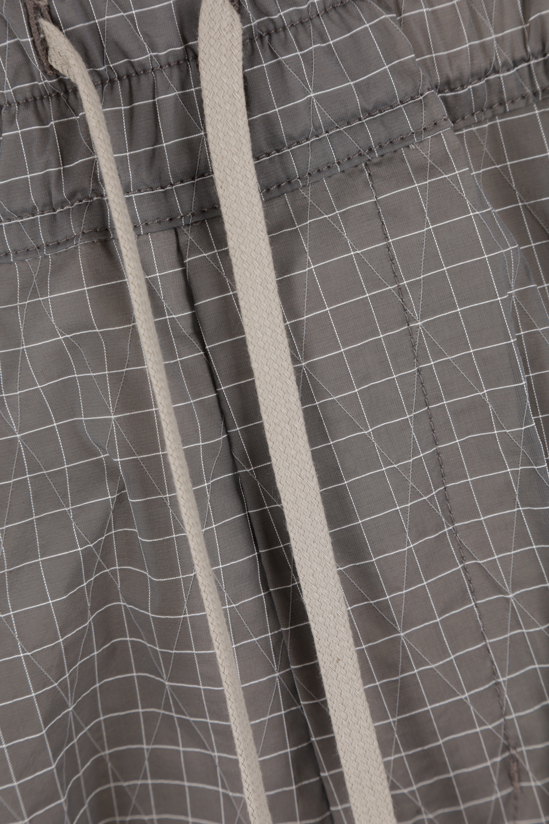 Rick Owens Check-print Drawstring Trousers In Gray