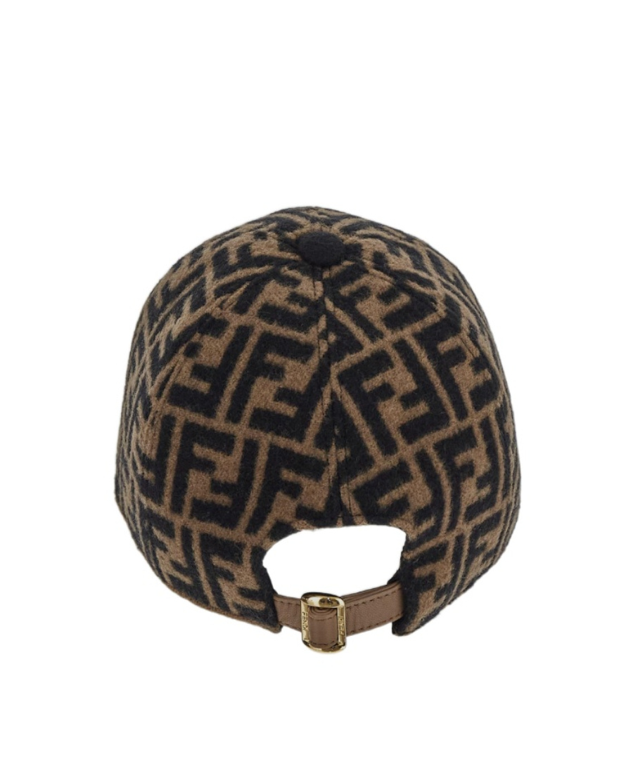 Fendi Ff-pattern Jacquard Wool Cap In Black