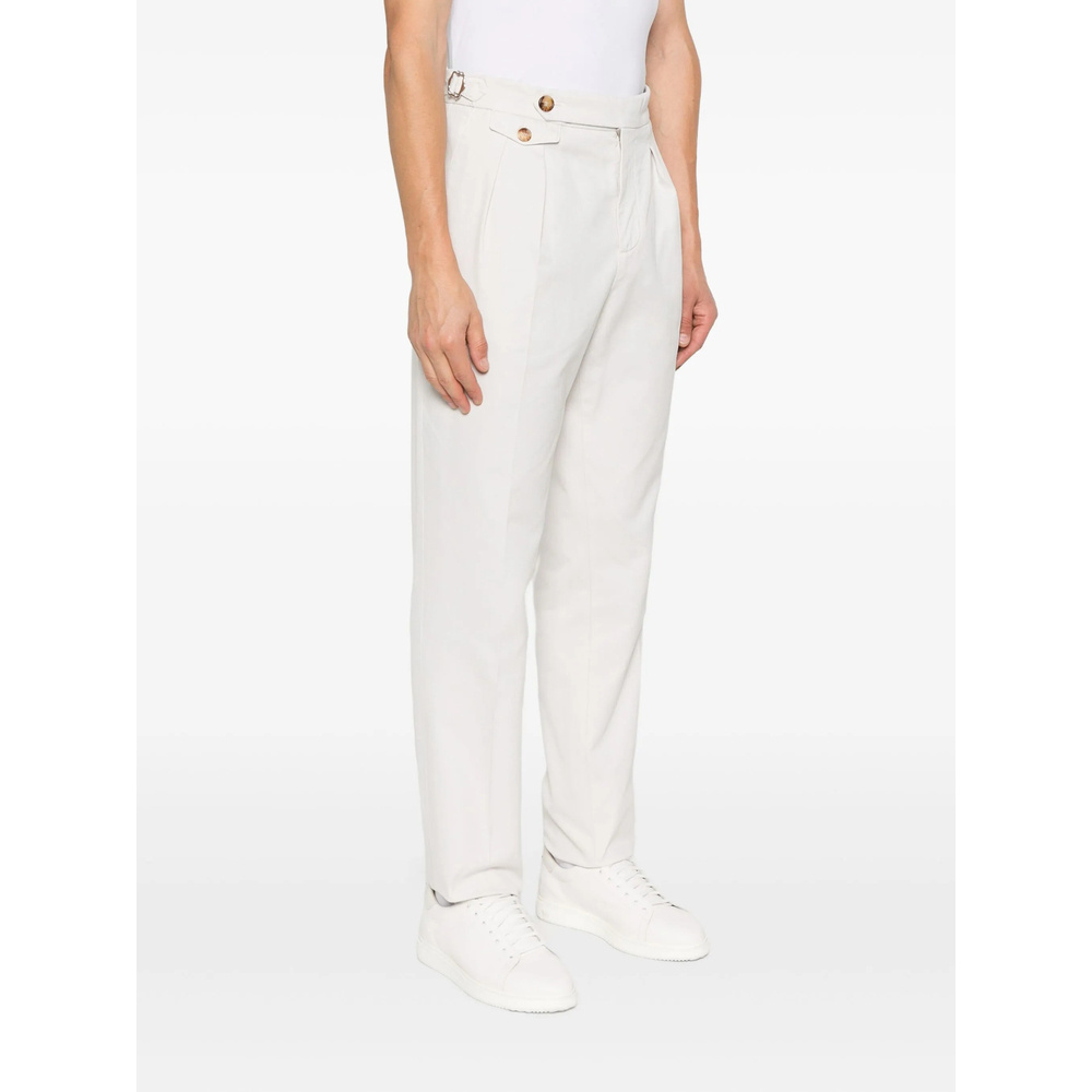 Brunello Cucinelli Cotton Gabardine Tailored Trousers In White