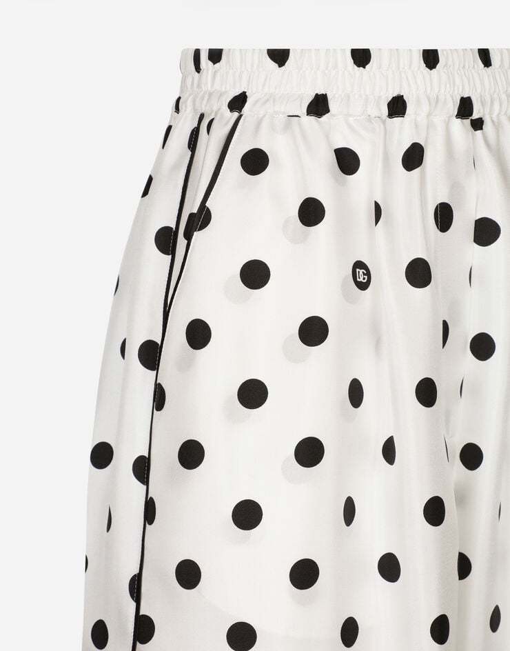 Dolce & Gabbana Polka Dot-print Silk Pajama Trousers In White