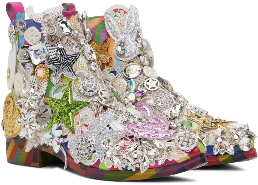 COMME DES GARÇONS PATTERNED ANKLE BOOTS