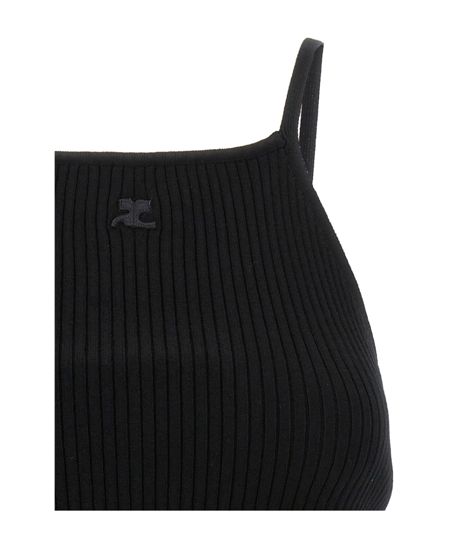 Shop Courrèges Ribbed-knit Tank Top In Black