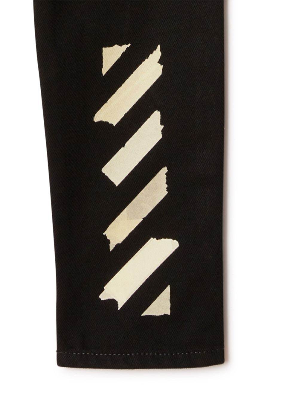 Off-white Diagonal-striped Jeans In Black