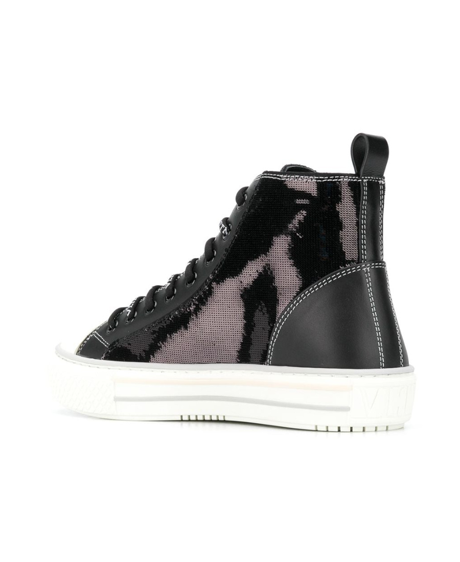 Valentino Sequins Inlaid High-top Casual Sneakers In Black