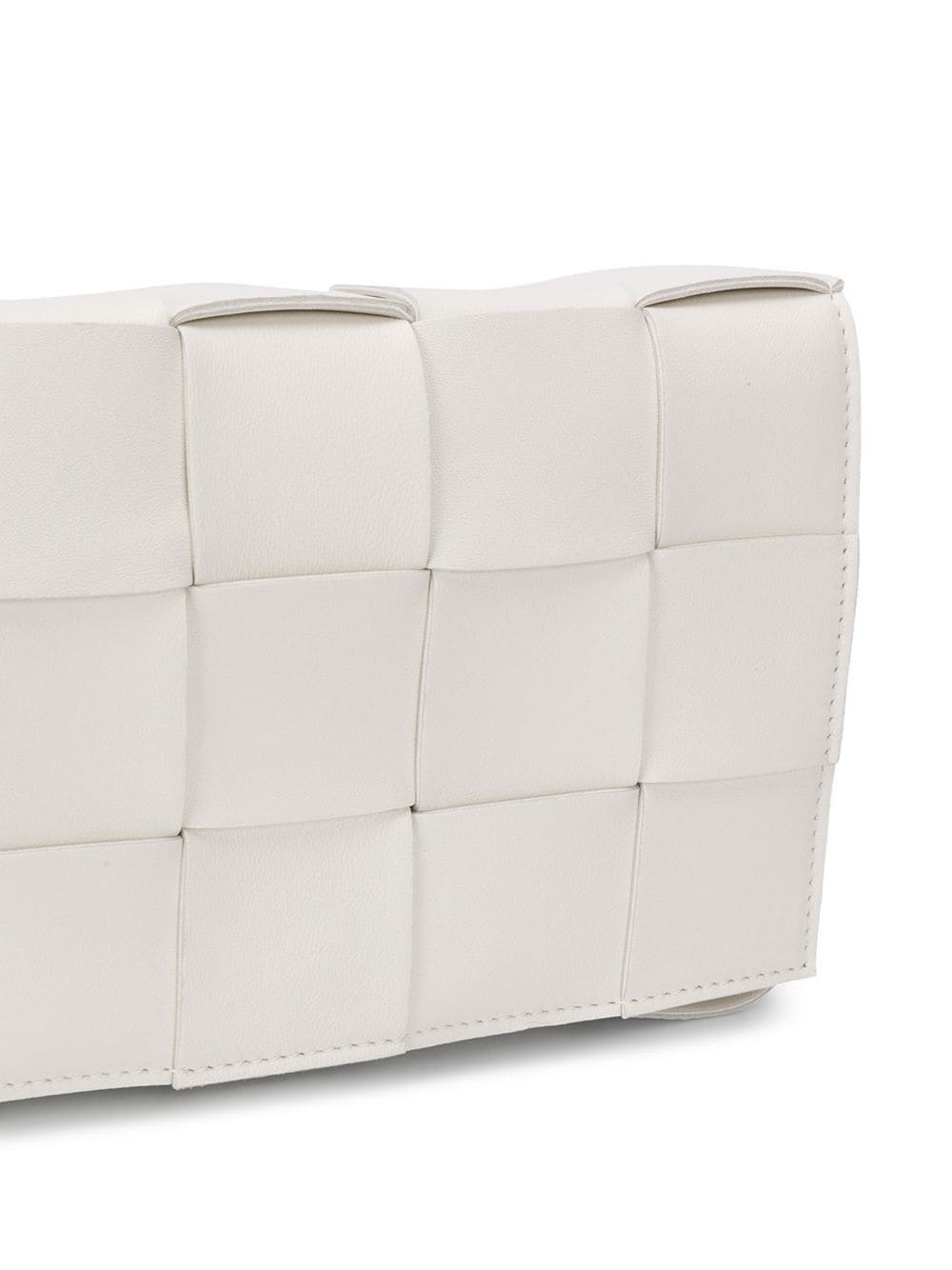 Bottega Veneta Cassette Small Intrecciato Leather Shoulder Bag In White