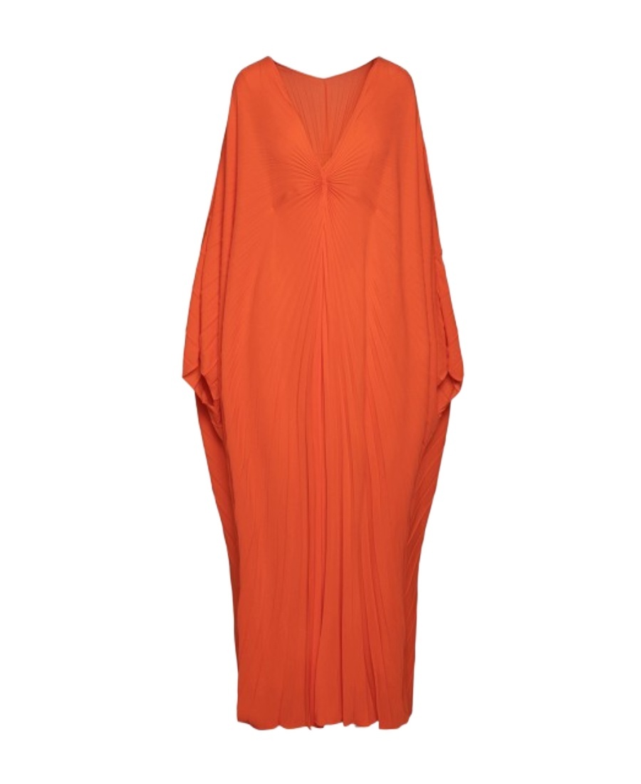 Shop Valentino Silk Pleated Dress In Red