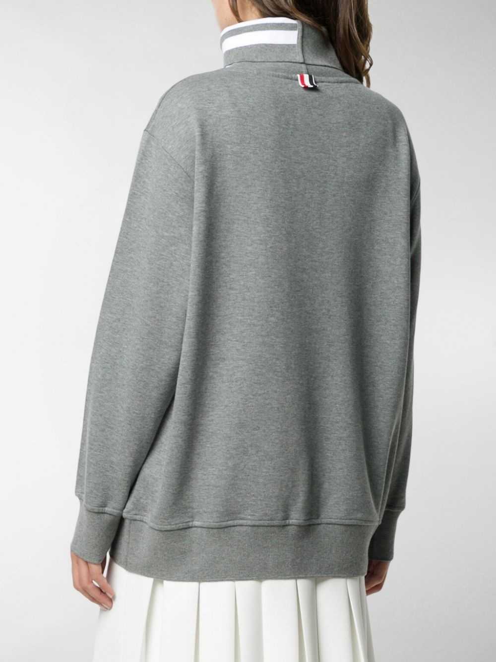 Thom Browne Four-stripe High-neck Sweater In Gray