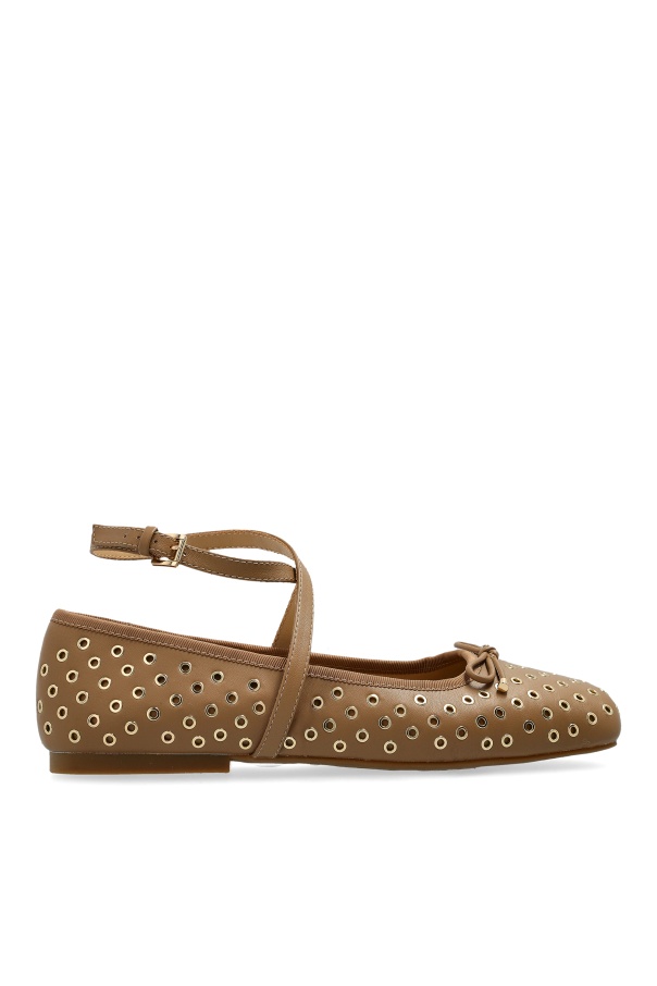 Michael Kors Round Head Ballet Shoes In Brown