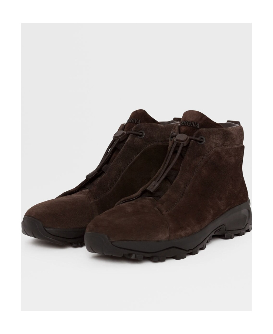 Zegna Triple Stitch Vetta Suede Sneakers In Black