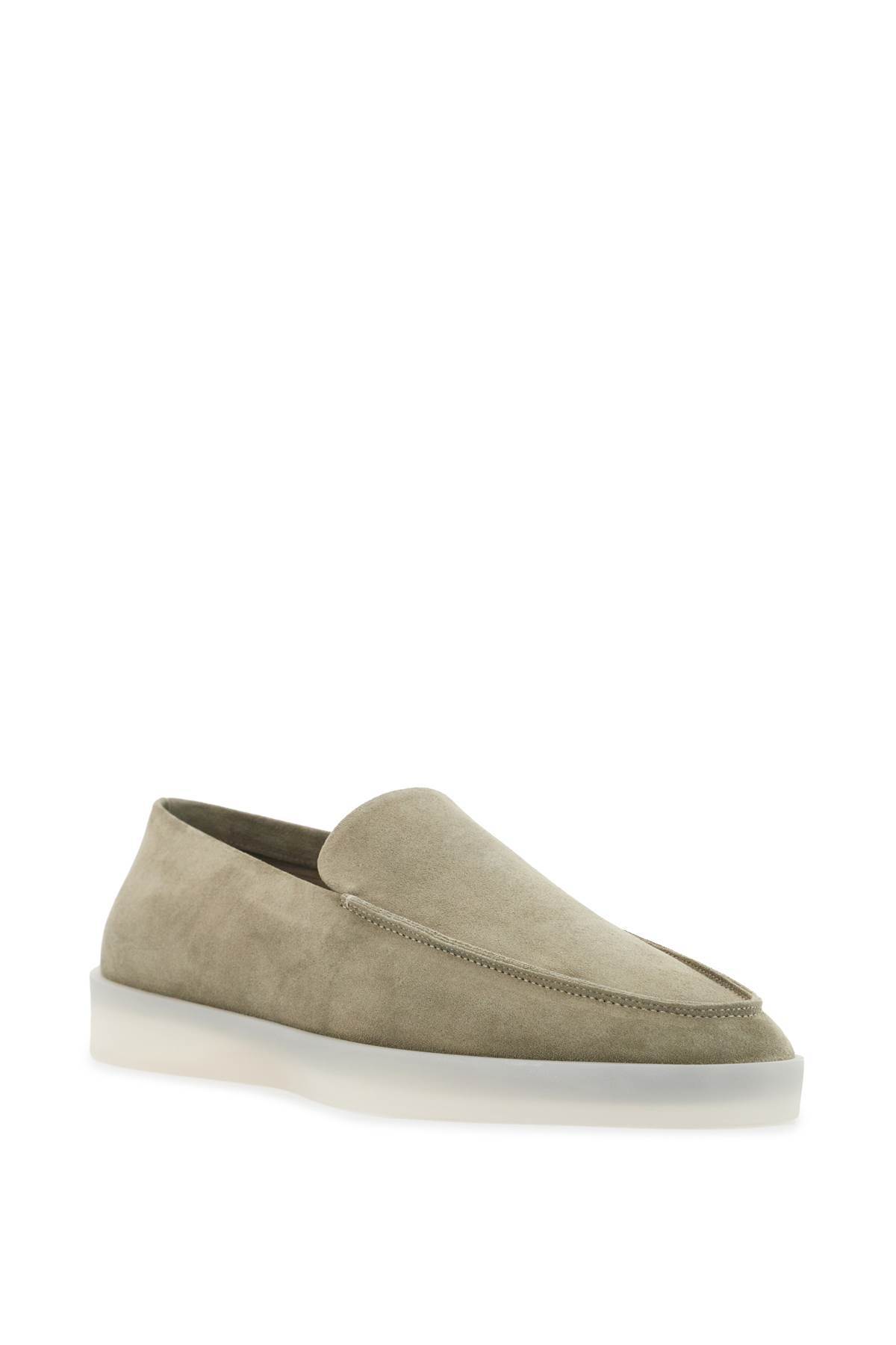 Fear Of God Logo Patch Suede Loafers In Green