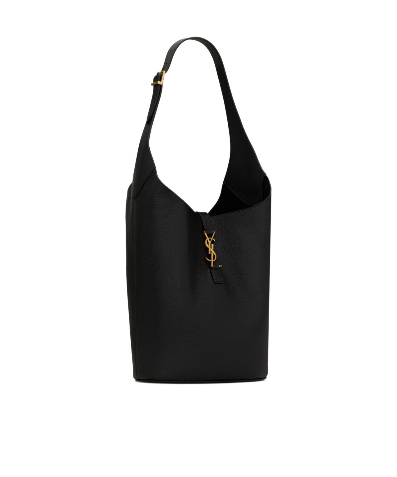 Saint Laurent Logo Hobo Bucket Bag In Black